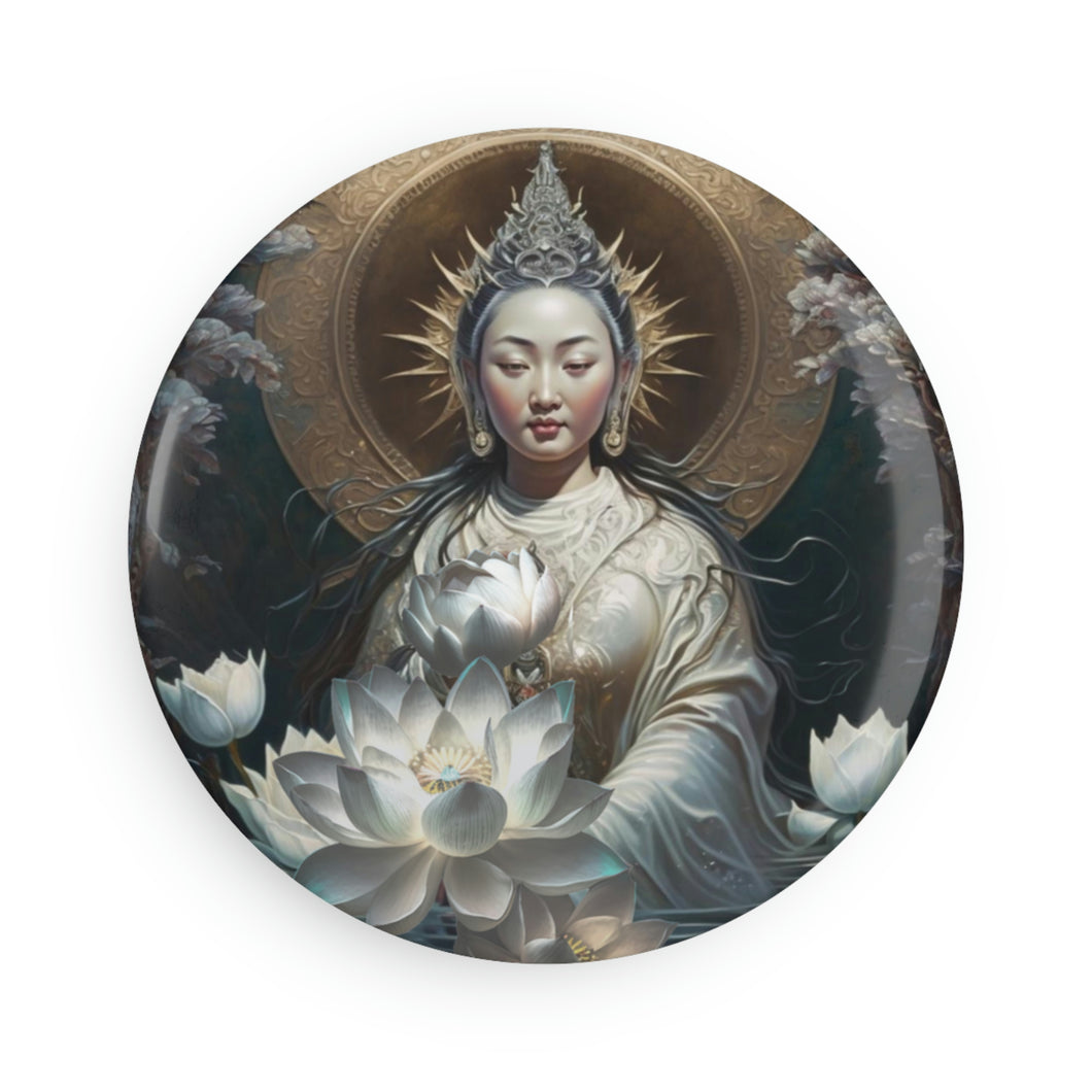 Kwan Yin Button Magnet, Round (1 & 10 pcs)