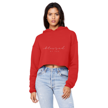 Load image into Gallery viewer, Blessed By Yes Unisex Cropped Raw Edge Boyfriend Hoodie