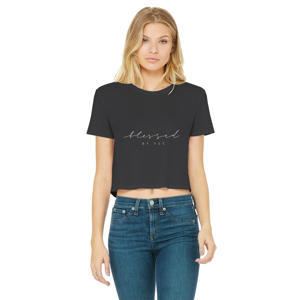 Blessed By Yes Classic Women's Cropped Raw Edge T-Shirt